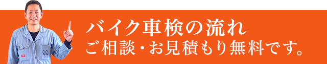 バイク車検の流れご相談・お見積もり無料です。